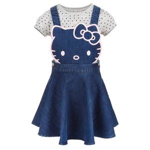 Hello Kitty 2-Pc. Denim Skirtall & T-Shirt Set